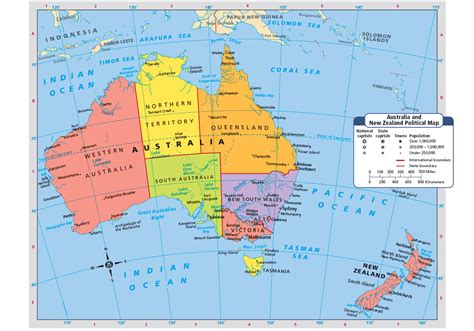 Map of New Zealand and Australia